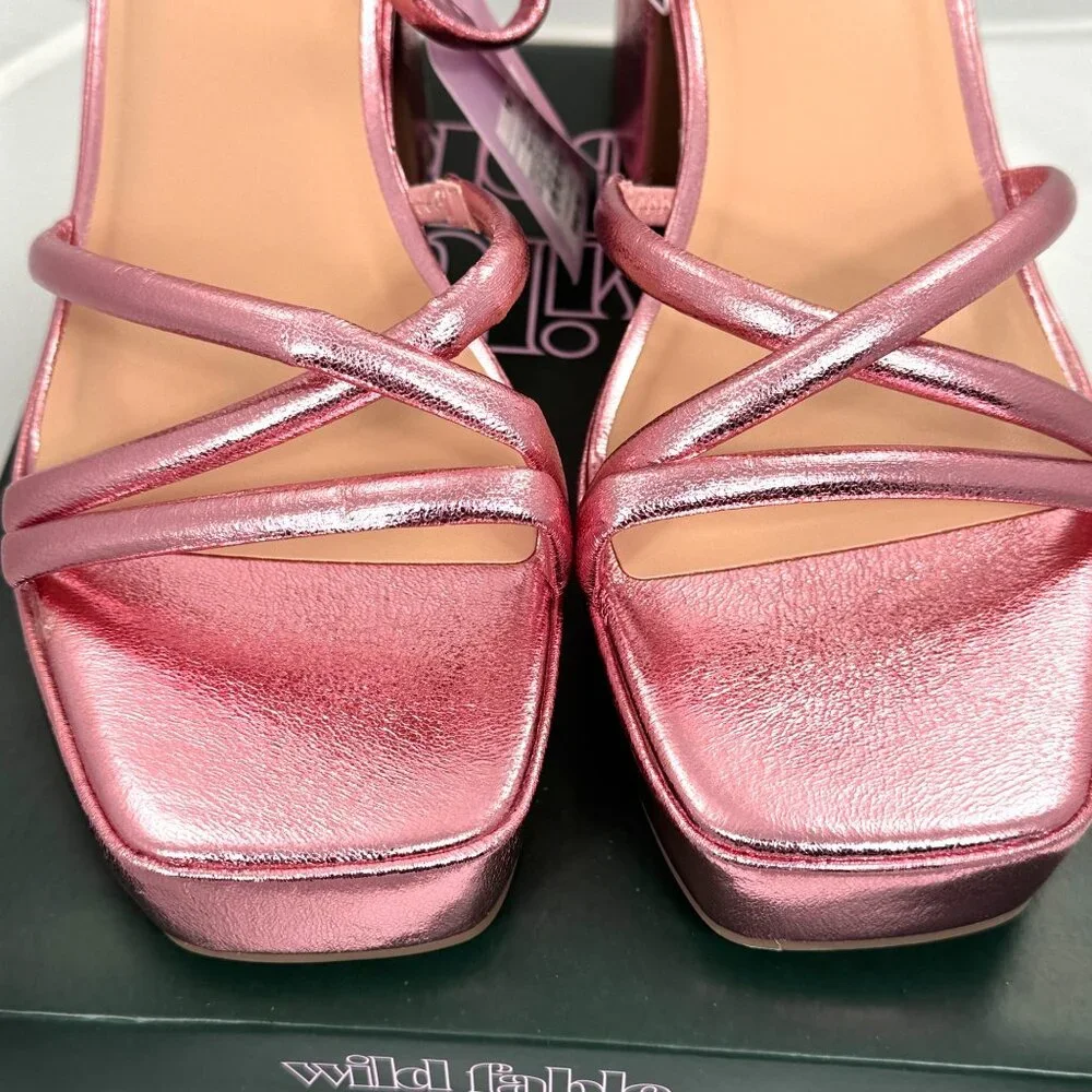 Wild Fable Heels Womens 14 Pink Memory Foam Strappy Block Platform NIB